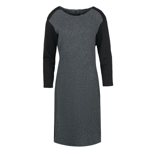 Ίσιο γκρι φόρεμα με μαύρη λεπτομέρεια