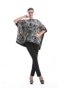 Oversized Print Top with Sequins