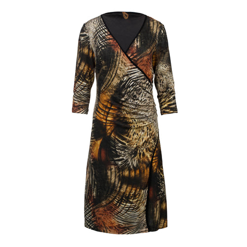 Abstract Animal Print Crossover Dress