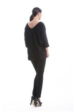 Load image into Gallery viewer, Loose Fit V Neck Top with ¾ Sleeves by Conquista Fashion