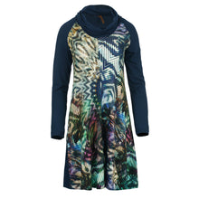 Load image into Gallery viewer, A Line Turtle Neck Dress in Print and Solid Colour Stretch Jersey Fabric