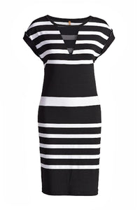Straight Striped Dress in Black