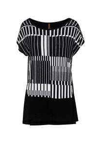 Print Sleeveless Top in Black by Conquista Fashion