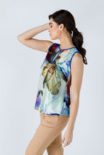 Load image into Gallery viewer, Royal Blue Keyhole Detail Print Top