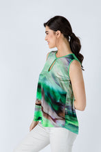 Load image into Gallery viewer, Green Keyhole Detail Print Top