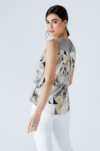 Taupe Keyhole Detail Print Top
