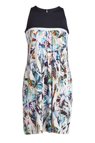 Sleeveless Solid Colour & Print Dress