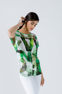 Print Flama Top with Tie Detail