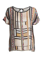 Load image into Gallery viewer, Print Short Sleeve Top with Tie at the Nape by Conquista Fashion