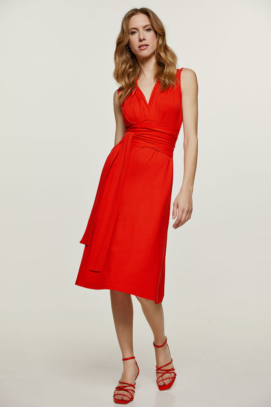 Red Jersey Empire Line Dress