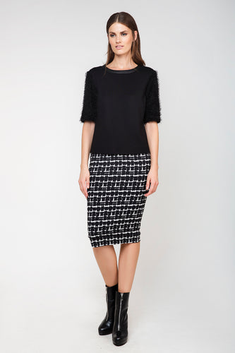 High-Waisted Midi Pencil Skirt