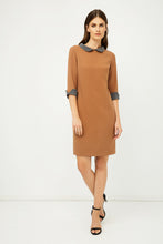 Load image into Gallery viewer, Straight Winter Dress with Contrast Peter Pan collar