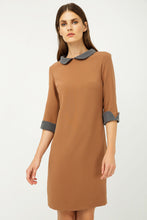 Load image into Gallery viewer, Straight Winter Dress with Contrast Peter Pan collar