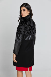 Black Three Fabric Coat Conquista Fashion