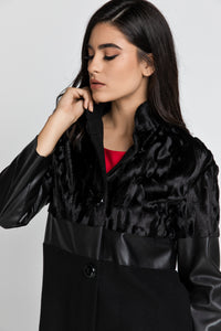 Black Three Fabric Coat Conquista Fashion