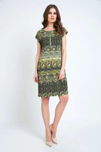 Button Detail Print Dress