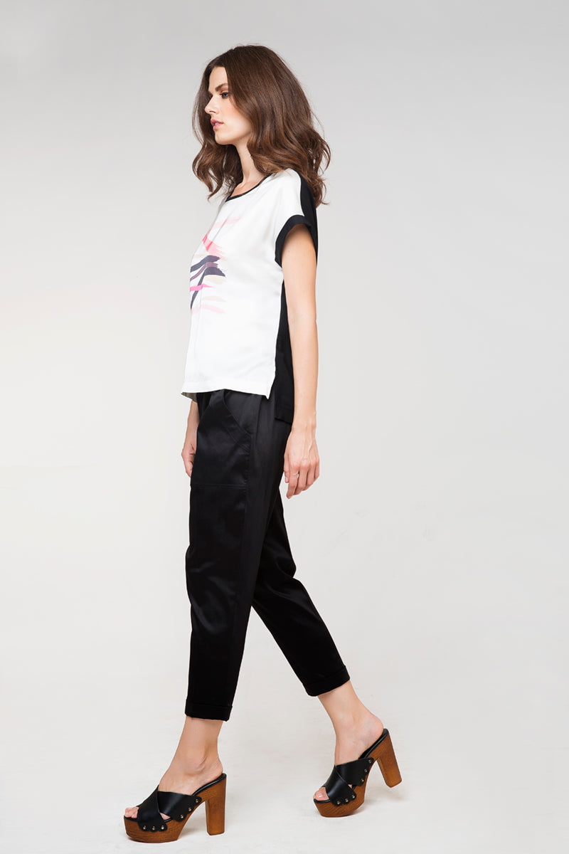 Tie Detail Trousers in Black