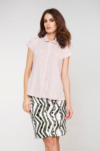 Short Sleeve Poplin Blouse