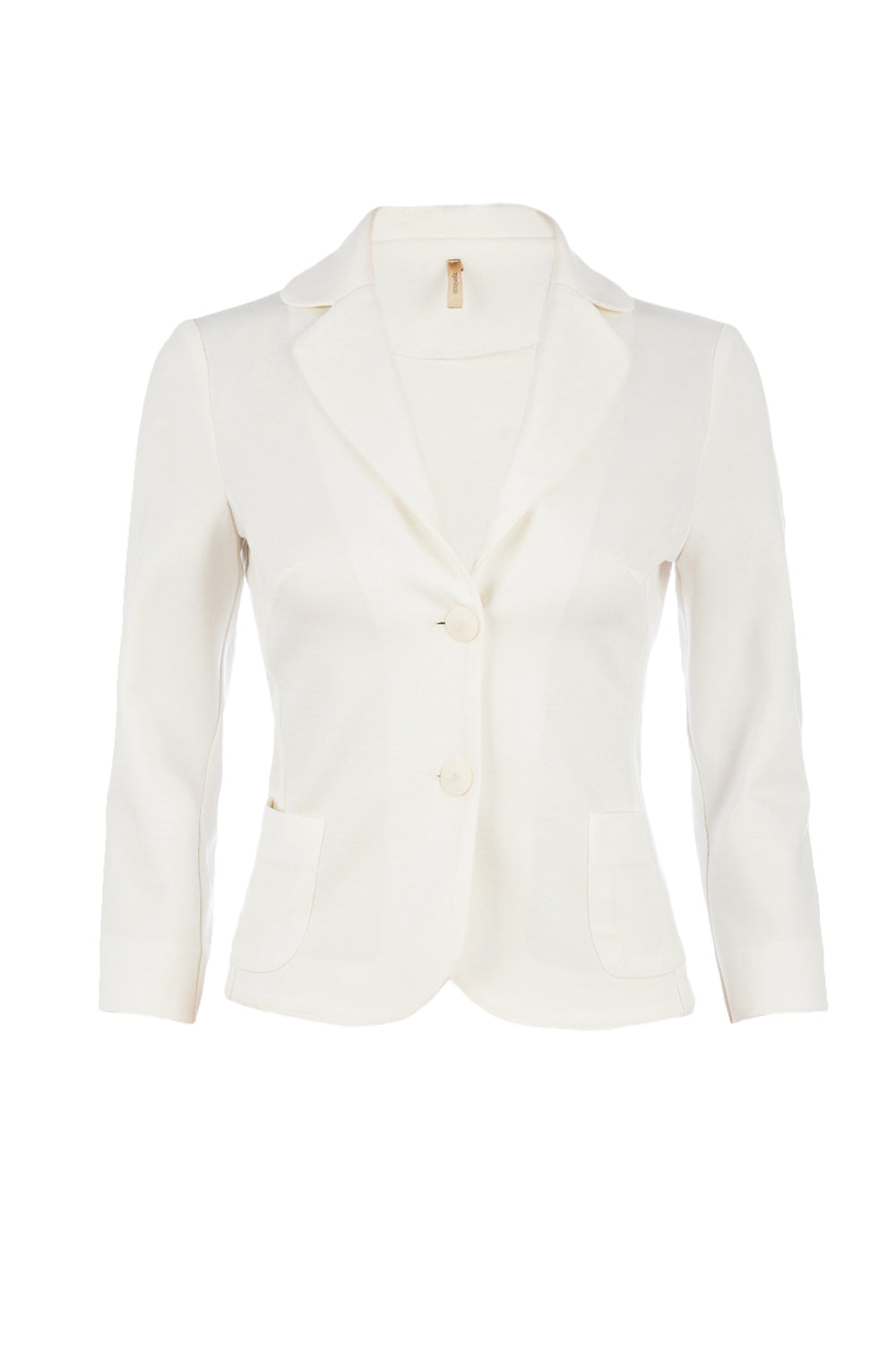 Long Sleeve Fitted Jacket In Stretch Knit Punto Di Roma Type Fabric