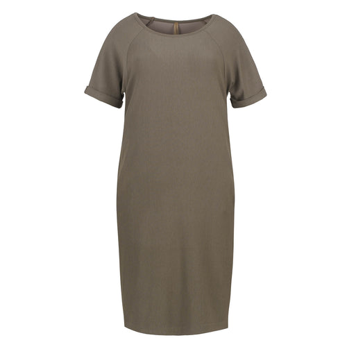 Olive Punto di Roma Short Sleeve Dress with Pockets