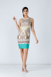 Turquoise Paisley Sleeveless Dress