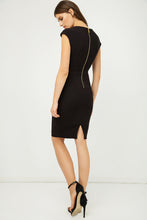 Load image into Gallery viewer, Solid Colour Dress with Cap Sleeves Black Color