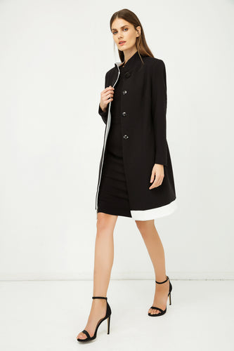 Black Coat with Ecru Detail