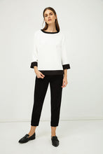 Load image into Gallery viewer, Boat Neck Top with Zip Detail IN Black and White