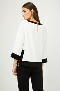 Boat Neck Top with Zip Detail IN Black and White