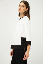 Load image into Gallery viewer, Boat Neck Top with Zip Detail IN Black and White
