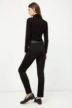 Load image into Gallery viewer, Mid Rise Pleather Detail Jeggings Black