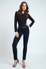 Load image into Gallery viewer, Mid Rise Pleather Detail Jeggings