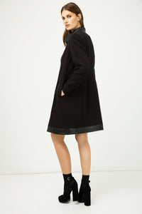 Black Coat with Pleather Detail