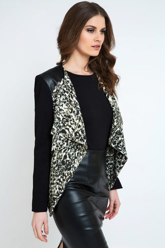 Animal Print Drape Cardigan