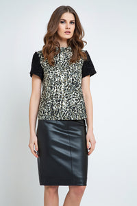 Straight Top with Animal Print Detail