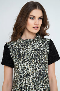 Straight Top with Animal Print Detail