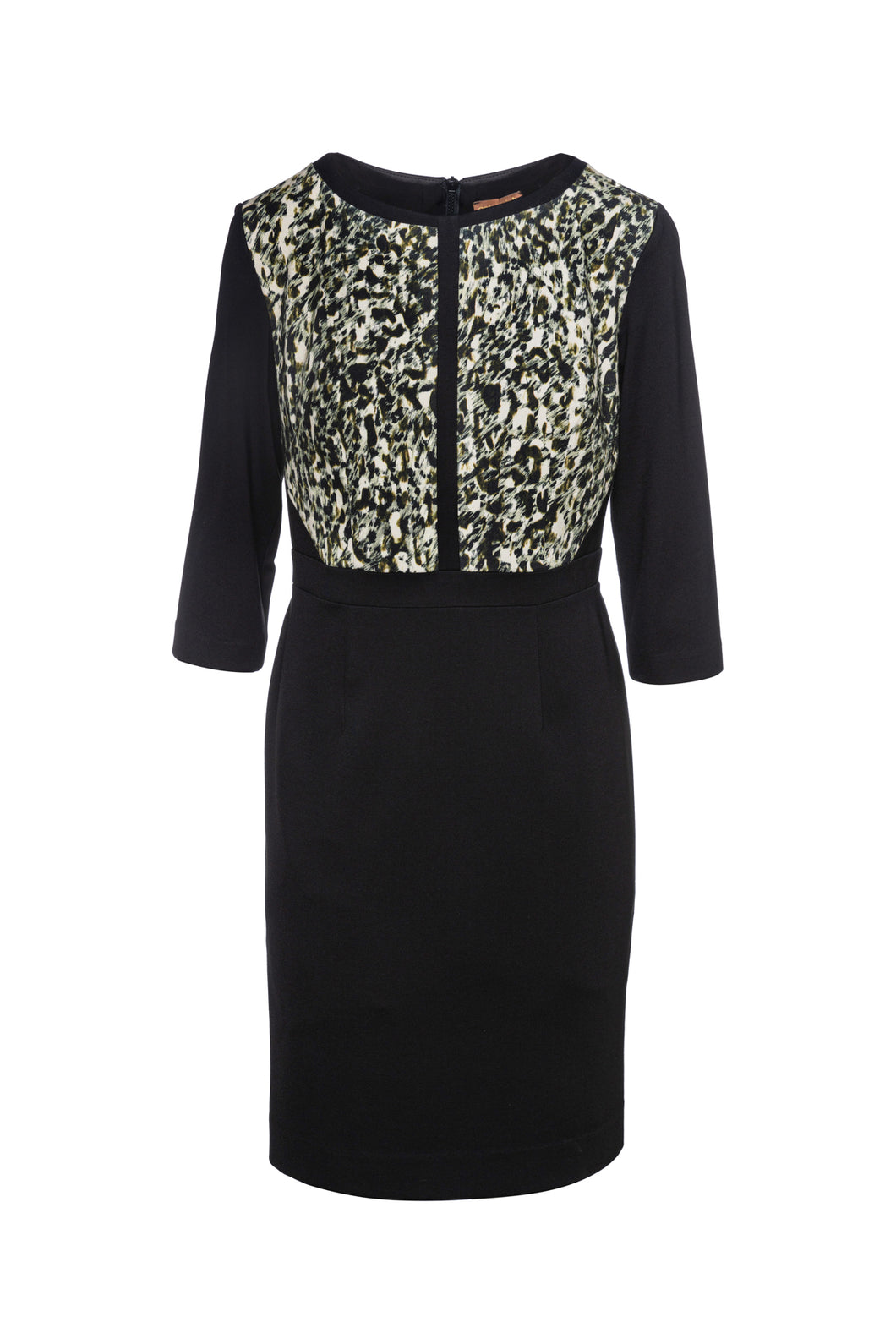 Straight Dress with Animal Print Detail