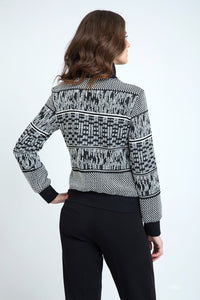 Black and White Knit Zip Jacket