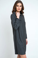 Load image into Gallery viewer, Casual H-line Stand Collar Long Sleeve Midi Dress