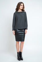 Load image into Gallery viewer, Pleather Detail Long Sleeve Top