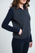 Load image into Gallery viewer, Hooded Striped Zip Jacket
