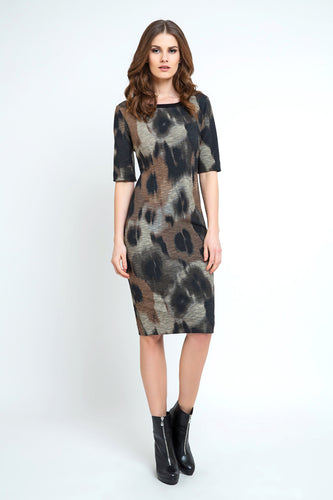 Fitted Print Midi Dress