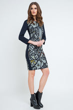 Load image into Gallery viewer, Floral Straight Dress with Solid Colour Sleeves