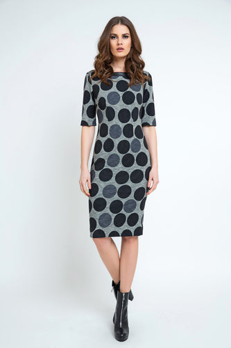 Fitted Polka Dot Midi Dress