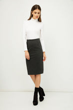 Load image into Gallery viewer, Dark Grey High Waist Fitted Pencil Skirt