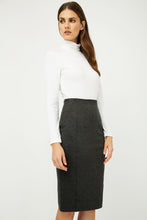 Load image into Gallery viewer, Dark Grey High Waist Fitted Pencil Skirt