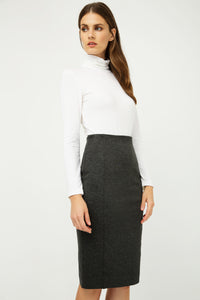 Dark Grey High Waist Fitted Pencil Skirt