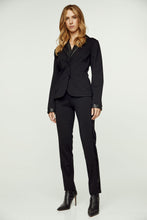 Load image into Gallery viewer, Black Fitted Jacket with Faux Leather Detail