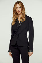 Load image into Gallery viewer, Black Fitted Jacket with Faux Leather Detail