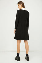 Load image into Gallery viewer, Shirt Collar Detail Black Striped Dress